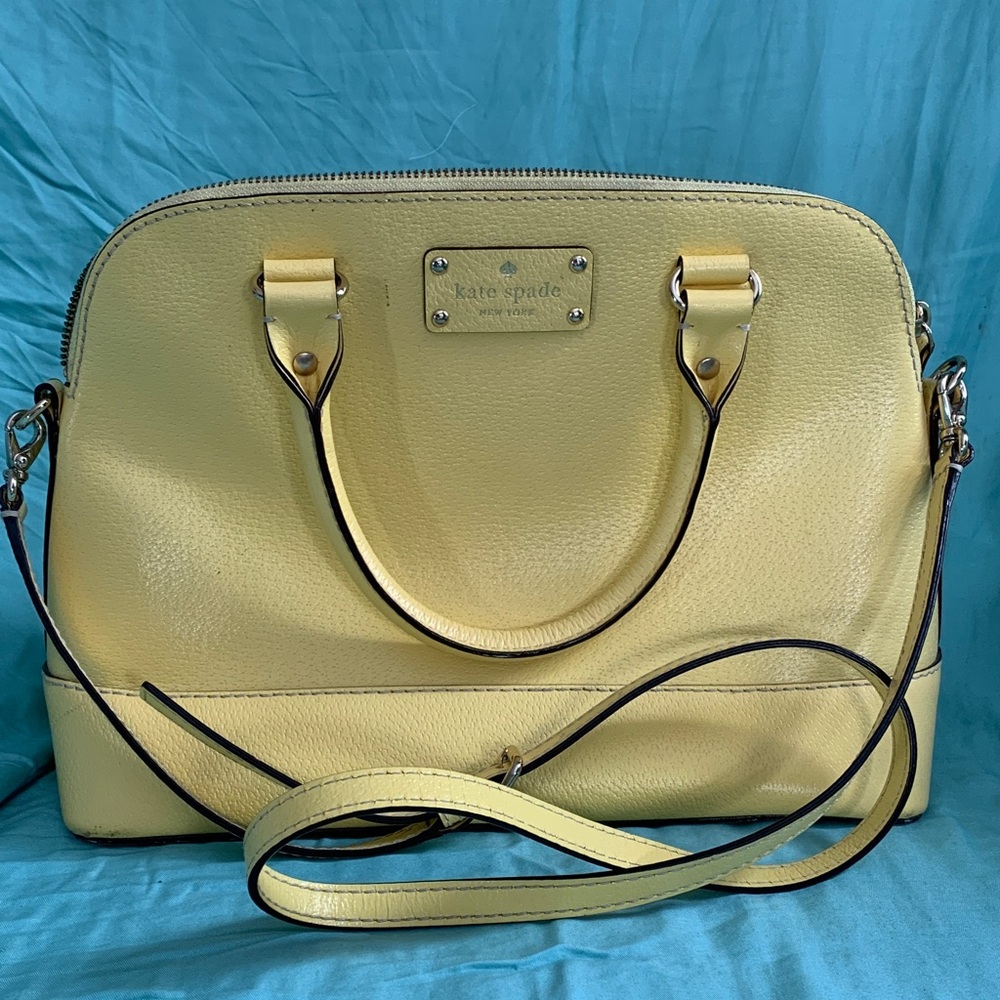 kate spade Yellow Leather Dome Satchel with Crossbody Strap